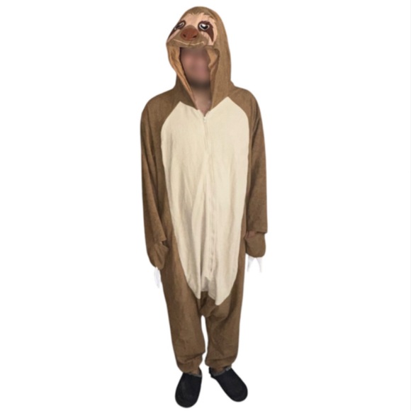 Adult Unisex Sloth Jumpsuit Cosplay Costume Animal Homewear Sleepwear Size L - Picture 6 of 17
